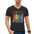 Awesome Like My Daughter Books Floral Proud Mom Women Men's V-Neck T-Shirt