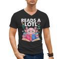 Axolotl Books Readsalotl Reading Bookworm Boys Girls Men's V-Neck T-Shirt