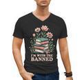 Im With The Banned Floral Flower Book Lover Men's V-Neck T-Shirt