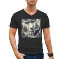 Bigfoot With Alien Reading A Book Bigfoot And UFO Men's V-Neck T-Shirt Bigfoot With Alien Reading A Book Bigfoot And UFO Men's V-Neck T-Shirt