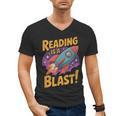 Book Lover Kids And Adults Reading Is a Blast Rocket Ship Men's V-Neck T-Shirt Book Lover Kids And Adults Reading Is a Blast Rocket Ship Men's V-Neck T-Shirt
