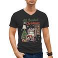 All Booked For Christmas Cute Bookish Cat Lover Men's V-Neck T-Shirt