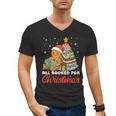 All Booked For Christmas Gingerbread Christmas Tree Book Kid Men's V-Neck T-Shirt All Booked For Christmas Gingerbread Christmas Tree Book Kid Men's V-Neck T-Shirt