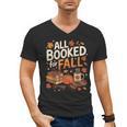 All Booked For Fall Pumpkin Books Thanksgiving Autumn Leaves Men's V-Neck T-Shirt