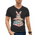 Books Bookworm Reader Book Cute Reading Bunny With Glasses Men's V-Neck T-Shirt Books Bookworm Reader Book Cute Reading Bunny With Glasses Men's V-Neck T-Shirt