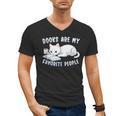 Books Are My Favorite People Cat With Coffee Mug Book Lovers Men's V-Neck T-Shirt Books Are My Favorite People Cat With Coffee Mug Book Lovers Men's V-Neck T-Shirt