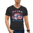 Books Fireworks And Freedom Independence Day Book Lover Men's V-Neck T-Shirt