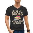 I Like My Books With a Side Of Panic Thriller Men's V-Neck T-Shirt I Like My Books With a Side Of Panic Thriller Men's V-Neck T-Shirt