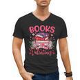 Books Are My Valentine Coquette Bow Book Flower Girl Women Men's V-Neck T-Shirt