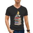 Bookworm Cockatiel Bird Reading Books Drinking Coffee Lover Men's V-Neck T-Shirt