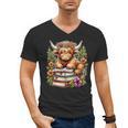 Bookworm Cute Highland Cow Reading Book Men's V-Neck T-Shirt