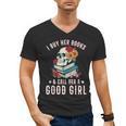 I Buy Her Books Call Her A Good Girl Book Lover Skull Men's V-Neck T-Shirt