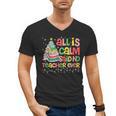 All Is Calm Said No Teacher Ever Book Christmas Tree Men's V-Neck T-Shirt