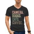 Camera Books Cats And Coffee Lover Photography Men Women Men's V-Neck T-Shirt