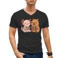 Capybara Axolotl Kawaii Kids Anime Book Lover Reading Men's V-Neck T-Shirt