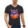 Cat Book Shirt Colorful Cat Reading Book Men's V-Neck T-Shirt
