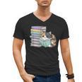 Cat On Books Pets Cats Reading Book Nerd Read Reader Bookcat Men's V-Neck T-Shirt