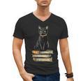 Cat Sitting On Books Men's V-Neck T-Shirt Cat Sitting On Books Men's V-Neck T-Shirt