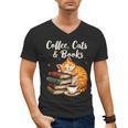 Coffee Cats & Books Lover For Women & Girls Coffee Men's V-Neck T-Shirt