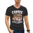 Coffee Cats And Books Cats And Reading Lovers Men's V-Neck T-Shirt Coffee Cats And Books Cats And Reading Lovers Men's V-Neck T-Shirt