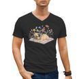 Color Floral Cute Pug Dog On Book Reading Bookworm Reader Men's V-Neck T-Shirt Color Floral Cute Pug Dog On Book Reading Bookworm Reader Men's V-Neck T-Shirt