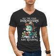 All The Cool Dinosaurs Are Reading Book Reader T-Rex Kawaii Men's V-Neck T-Shirt