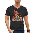 Cozy Gingerbread Christmas Reading Book Xmas Snowflakes Fall Men's V-Neck T-Shirt