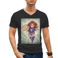 The Crimson Crescent 90s Retro Comic Book Superheroine Art Men's V-Neck T-Shirt