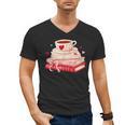 Cute Books And Coffee Crochet Valentines Day Tee For Couples Men's V-Neck T-Shirt