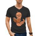 Cute Bookworm Worm Reading Book Glasses Nerdy Men's V-Neck T-Shirt