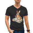 Cute Bunny Reading Book Glasses Bookworm Men's V-Neck T-Shirt
