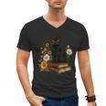 Cute Cat Book Flowers Men's V-Neck T-Shirt Cute Cat Book Flowers Men's V-Neck T-Shirt