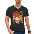 Cute Christmas Books Gingerbread Xmas Book Lover Teacher Men's V-Neck T-Shirt