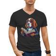 Cute Dog Basset Hound Reading Book Men's V-Neck T-Shirt