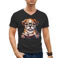 Cute Dog Puppy English Bulldog Reading Book Men's V-Neck T-Shirt Cute Dog Puppy English Bulldog Reading Book Men's V-Neck T-Shirt