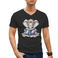 Cute Elephant Reading Universe Book Men's V-Neck T-Shirt