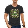 Cute Floral Frog Book Reading Men's V-Neck T-Shirt