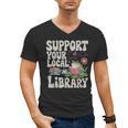 Cute Frog Support Your Local Library Librarian Book Lover Men's V-Neck T-Shirt Cute Frog Support Your Local Library Librarian Book Lover Men's V-Neck T-Shirt
