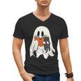 Cute Ghost Cat Reading Book Spooky Season Halloween Costume Men's V-Neck T-Shirt
