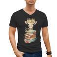 Cute Giraffe With Book Floral Bookworm Librarian Book Lover Men's V-Neck T-Shirt Cute Giraffe With Book Floral Bookworm Librarian Book Lover Men's V-Neck T-Shirt