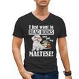 Cute Glasses Read Books & Pet My Maltese Lover Men's V-Neck T-Shirt