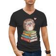 Cute Hedgehog Reading Books Animal Lover Reader Bookworm Men's V-Neck T-Shirt Cute Hedgehog Reading Books Animal Lover Reader Bookworm Men's V-Neck T-Shirt