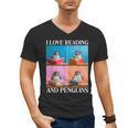 Cute Penguin Reading Book School Librarian Teacher Student Men's V-Neck T-Shirt
