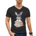 Cute Reading Bunny With Glasses Books Reader Book Bookworm Men's V-Neck T-Shirt