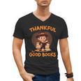 Cute Thanksgiving Teacher Librarian Thankful Reading Books Men's V-Neck T-Shirt