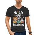 Cute Wildlife Zoo Animals For Book Reader Bookworms Men's V-Neck T-Shirt Cute Wildlife Zoo Animals For Book Reader Bookworms Men's V-Neck T-Shirt