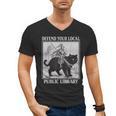Defend Your Local Library Knight Cat Rider Book Lover Men's V-Neck T-Shirt Defend Your Local Library Knight Cat Rider Book Lover Men's V-Neck T-Shirt