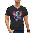 Dragon Reading a Book Bookworm Book Men's V-Neck T-Shirt Dragon Reading a Book Bookworm Book Men's V-Neck T-Shirt