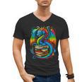 Dragon Reading Colorful Fantasy Book Lover Men's V-Neck T-Shirt Dragon Reading Colorful Fantasy Book Lover Men's V-Neck T-Shirt