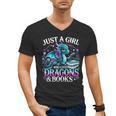 Dragon Reading Just A Girl Who Loves Dragons And Books Men's V-Neck T-Shirt Dragon Reading Just A Girl Who Loves Dragons And Books Men's V-Neck T-Shirt